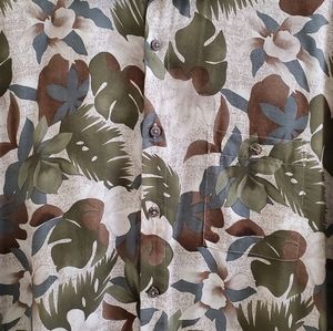 Campia Moda Hawaiian Button-Down Shirt 100% Rayon Tropical Print Green Size XL